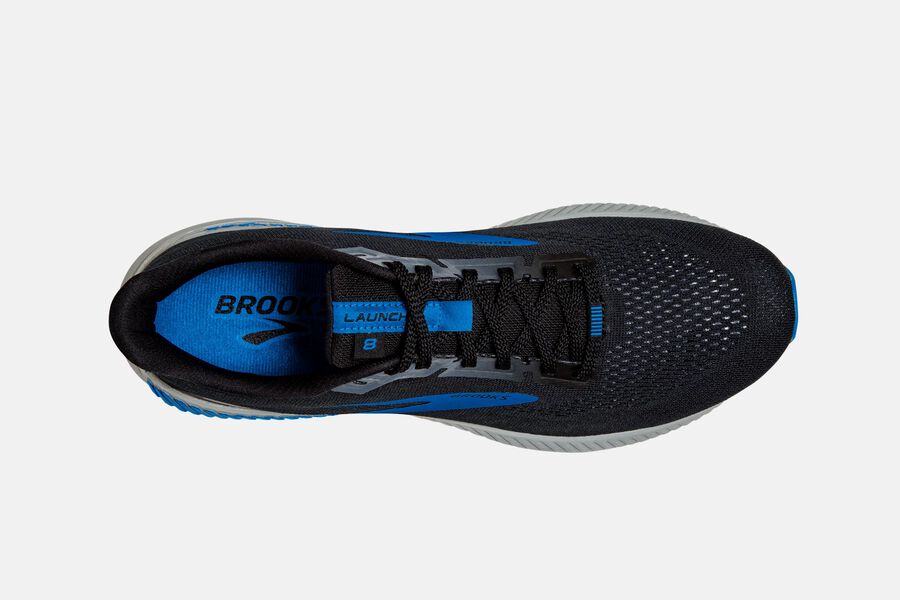 Brooks Launch GTS 8 Road Running Shoes Mens - Black/Grey/Blue - UJIGS-7486